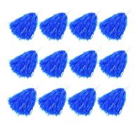 Faxco 12Pack Plastic Pom Poms Cheerleading Pom Poms Sports Dance Cheer Plastic Pom Pom for Rooters,Cheering Squard,Cheering Team (Blue 2#)