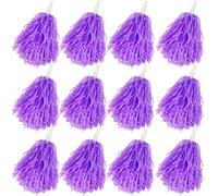 Faxco 12Pack Plastic Pom Poms Cheerleading Pom Poms Sports Dance Cheer Plastic Pom Pom for Rooters,Cheering Squard,Cheering Team (Purple)
