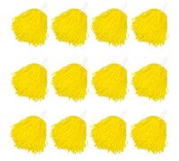 Faxco 12Pack Plastic Pom Poms Cheerleading Pom Poms Sports Dance Cheer Plastic Pom Pom for Rooters,Cheering Squard,Cheering Team (Yellow)