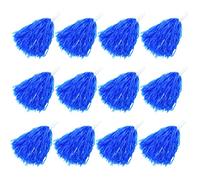Faxco 12Pack Plastic Pom Poms Cheerleading Pom Poms Sports Dance Cheer Plastic Pom Pom for Rooters,Cheering Squard,Cheering Team (Blue 2#)