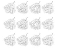 Faxco 12Pack Plastic Pom Poms Cheerleading Pom Poms Sports Dance Cheer Plastic Pom Pom for Rooters,Cheering Squard,Cheering Team (White)