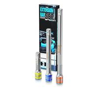 Faxdrts 3 Piece 1/4" Drive Impact Extension Bar Set, 50mm 100mm 150mm Length Socket Extensions Expand Narrow Range, Premium Cr-V Steel, Knurled Non-Slip, Zero Torque Loss, for Auto and Mechanical