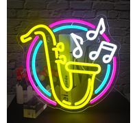 FAXFSIGN Saxophone Neon Sign Led Neon Lights for Wall Decor Jazz Music Light Up Signs for Bedroom Music Live Studio Classroom Party Decorations Christmas Gifts