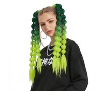 Faxianther 2 Pack Colorful Ombre Hair Extensions Braiding, 21.3 inches Pre Stretched Fake Braids Ponytail Extension Plait Coloured Synthetic Wig for Crazy Hair Day Halloween Cosplay Carnival Rave