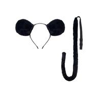 Faxianther 2Pcs Halloween Mouse Costume Headband Tail Set Kids Adults Halloween Cosplay Role Play Mouse Hamster Hairband Headwear Long Tail Costume Outfit Accessory Party Supplies Props