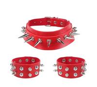 Faxianther 3Pcs Punk PU Leather Choker Bracelets Set Men Women Steampunk Goth Spiked Choker Rivets Studded Bracelets Halloween Stage Raves Club Rocker Necklace Collar Wrist Cuffs Jewelry