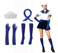 Faxianther 4Pcs Nautical Sailor Costume Accessory Kit Cap Scarf Gloves Sock