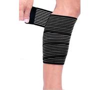 Faxianther Elastic Wrap-around Calf Splint Support Tape Bandage Outdoor Sports Breathable Compression Leg Sleeves Shin Band Ankle Knee Brace Strap Protector Guard (Black/1 PC)