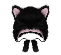 Faxianther Fluffy Faux Fur Bomber Hats With Cat Ear, Men Women Animal Theme Full Hood Hats Skull Caps Fancy Dress Party Cosplay Halloween Fox Wolf Costume Hat Headwear Earflap Hat Trapper Hat