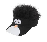 Faxianther Funny Cartoon Duck Penguin Visor Cap with Big Eyes & Spiked Wig, Men Women Halloween Cosplay Party Animal Wig Hat Fake Hair Headwear Costume Accessory Wide Brim Golf Beach Baseball Cap