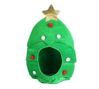 Faxianther Funny Christmas Tree Hat Adults Plush Green Xmas Tree Hooded Skull Caps with Baubles & Gold Star, Cosplay Halloween Costume Headwear Full Hood Hat Christmas Partty Supplies Favor Decor