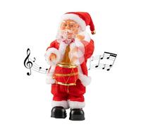 Faxianther Funny Drumming Santa Claus with Music, Christmas Playing Drum Singing Dancing Santa Animated Electric Musical Gifts for Men Women Christmas Home Party Decorations