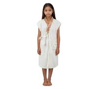 Faxianther Girls Cozy Coral Fleece Bathrobe with Side Tie&Pocket for 3.6-4.2ft, Adjustable Water Absorbent Pool Beach Wearable Bath Towel Robe Tube Dress Bathing Shower Cover Up Bath Wrap Sleep Robe