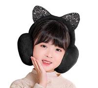 Faxianther Girls Earmuffs Coldproof Cute Sequin Cat Ears Fluffy Plush Winter Warm Ear Muffs Kids Ear Warmer Students Thermal Ear Protectors Ski Running Camping Full Ear Covers Xmas Gift