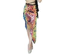 Faxianther Glittery Big Sequins Hip Scarf Belt Triangle Belly Dance Long Skirt Shining Folk Tribal Dancing Hip Wrap Halloween Raves Party Music Festival Beach Night Club Full Skirt Dress