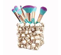 Faxianther Gothic Skull Pen Holder Makeup Brush Holder Office School Tabletop Pencil Storage Box Desk Supplies Organisers Spooky Halloween Party Decoration Skull Ornament Toy, Gift for Kids Students
