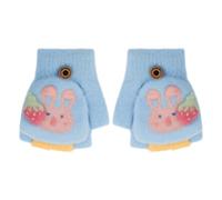 Faxianther Kids Cartoon Rabbit Knitted Gloves, Girls Boys Students Winter Warm Writing Reading Half Finger Gloves Cold-Proof Cycling Camping Ski Full-Finger Mittens Mitts for 3-10 Yrs