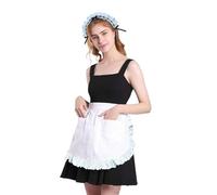 Faxianther Maid Costume Headband Apron Set, 2Pcs Lolita Cosplay Roleplay Lace Bowknot Hairband White Waist Apron, Perfect for Women, Female, White Color