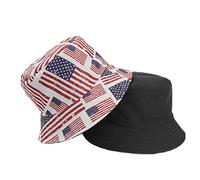 Faxianther Reversible American US Flag Bucket Hat Women Youth Stars Stripes USA Flags Patriotic Sun Hats Anti-UV Portable Travel Beach Cap Topee Camping Fishing Fisherman Hat