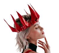 Faxianther Steampunk PU Leather Crown Tiara Dark Gothic Queen Princess Role Play Cosplay Headband Hairbands Raves Party Halloween Costume Headwear Hair Garland Headgear Dress-up Hair Accessory