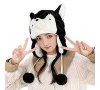Faxianther Super Cute 3D Husky Trapper Hats, Women Teens Cosplay Halloween Husky Dog Puppy Costume Full Hood Hats Skull Caps Winter Windproof Camping Cycling Hunting Ski Earflap Hats Headwear