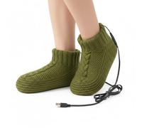 Faxianther USB Heated Socks for Men Women, Winter Thick Cozy Fleece Lining Knitted Socks Slippers USB Heating Pad Anti-Slip Thermal Home Indoor Dorm Travel Office Footwear Foot Warmer Heater