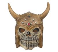 Faxianther Viking Skull Latex Mask, Horned Warrior Helmet Full Head Mask, Scary Skeleton Costume Masks Headwear for Halloween Cosplay Party
