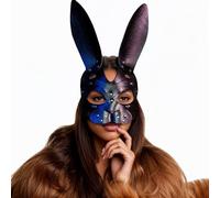 Faxianther Women Punk PU Leather Masquerade Maks Steampunk Rivets Fox Cat Bunny Animal Costume Accessory Halloween Cosplay Roleplay Raves Mardi Gras Party Night Club Half Face Mask Dress-Up Props