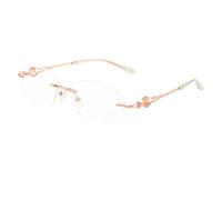 FAXIOU Classic Frameless Reading Glasses for Women, Fashion Blue Light Glasses for Computer Readers, Anti-Glare Glasses for Women, Rose Gold, 2.0 x