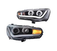 faxiulan Car Front Headlights Assembly For Lancer For EVO X 2010-UP Car Full Black Sequential 1 Set LED He&adlights