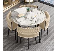 FAXJRU 31.5" Round Dining Table and Chairs Set for 4, 5 Piece Negotiation Coffee Table Set, Living Room, Office, Kitchen, Reception, wood color, Modern Minimalist Furniture(Beige)