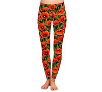 Faxkjeuls Beautiful 3D Poppies Flowers Print Women Stretch Pants Fashion High Waist Fitness Slim Soft Legging Plus Size Multi XL(TC)