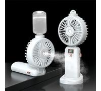 Fay Bless Hadheld Misting Fan Portable Rechargeable Personal Mister Fan, 3000mAh Battery Operated Spray Water Mist Fan with 5Speeds,LED Display,90°Foldable Cooling Fan (White)