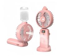 Fay Bless Hadheld Portable Rechargeable Personal Mister Fan, 5-Speed LED Display, 3000mAh Battery, Pink