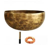 Fay Bless Handmade Nepal Full Moon Singing Bowl - Hand-Hammered Brass Sound Bowl with Stick & Cushion for Meditation, Yoga & Relaxation (12cm)