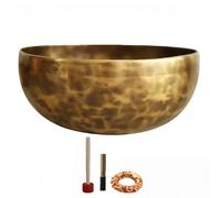 Fay Bless Handmade Nepal Full Moon Singing Bowl - Hand-Hammered Brass Sound Bowl with Stick & Cushion for Meditation, Yoga & Relaxation (32cm)