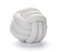 Fay Bless Modern Home Decor Knot Ball Pillow - Handmade Soft Round Cushion for Bedroom, Bed, and Living Room (White,28CM)
