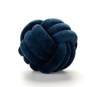 Fay Bless Round Knot Ball Pillow - Soft Velvet Decorative Cushion for Sofa, Bed, Floor or Lounge - Hand-Knotted Plush Accent Pillow for Interior Styling, Minimalist Design (knot navy,28cm)