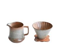 Fay Bless Vintage Ceramic V60 Coffee Dripper Set - Handmade Rustic Pour Over Coffee Brewer with Mug & Pot (5)