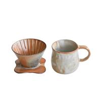 Fay Bless Vintage Ceramic V60 Coffee Dripper Set - Handmade Rustic Pour Over Coffee Brewer with Mug & Pot (1)