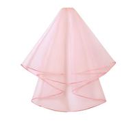 FaYaCa Wedding Veil, Veil for Bride Wedding, Bridal Veil, Wedding Bridal Veils, Double Tier Ribbon Edge Short Veil with Comb, Pink, 80 cm