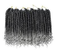 Fayasu Spring Senegalese Twist Crochet Braids Curl End 30.5 cm Synthetic Twist Grey Crochet Hair for Black Women Pro Looped Hair Extensions 6 Packs T1B/Grey