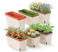 Fayavoo Herb Planter Set of 6, 10.5 Inch Plant Pots Outdoor/Indoor | Self Watering Plant Pots, Window Box Planter, Modern Design, Hidden Drainage Hole, Ideal for Herbs/ Patio/ Garden/ Windowsill