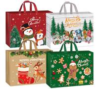 Fayayuan 12 Pack Extra Large Christmas Gift Bags, Reusable Tote Bags with Handle Non-Woven Christmas Bags for Gifts Wrapping Xmas Holiday-16.9 * 12.6 * 7.1”