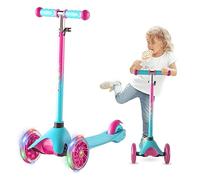 FAYDUDU 3 Wheel Scooter Kids Scooters Age 2-5 Kick Scooter for Toddlers Girls Boys, Light up Wheels, Adjustable Height, Lean to Steer, Non-Slip Deck, Lightweight for Children (Blue Pink)