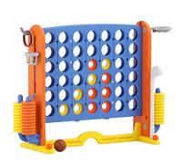 FAYDUDU Large Four in a Row Strategy Game,3-in-1 Indoor Outdoor Family Game with Basketball Hoop, Ring Toss, 42 Jumbo Rings, Quick-Release Slider, Four in A Row Game Set for Kids Adult (Orange)
