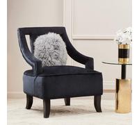 Faye Black Velvet Chair with Wooden Legs