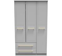 Faye Grey Ash 3 Door Triple Wardrobe - LHF 2 Drawers