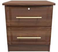 Faye Walnut Effect 2 Drawer Bedside Cabinet with Lock