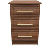Faye Walnut Effect 3 Drawer Beside Cabinet